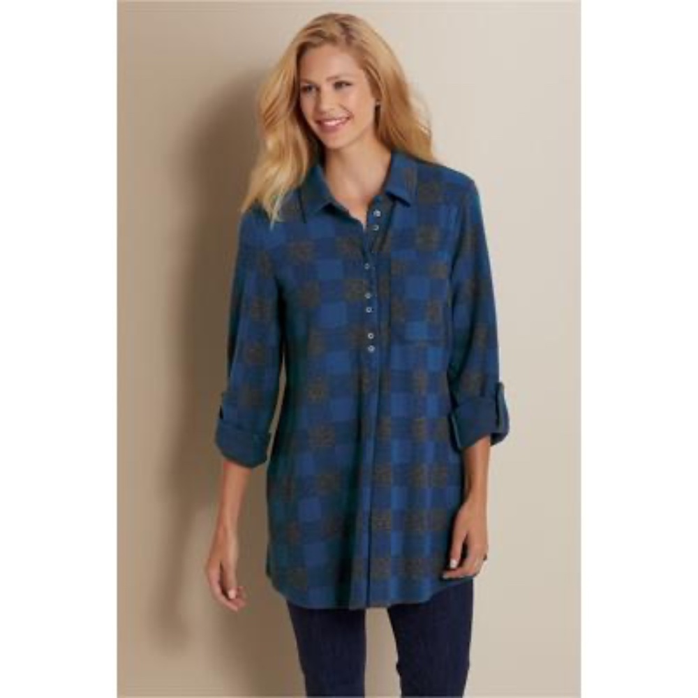 NWT Soft Surroundings Mad About Plaid Tunic